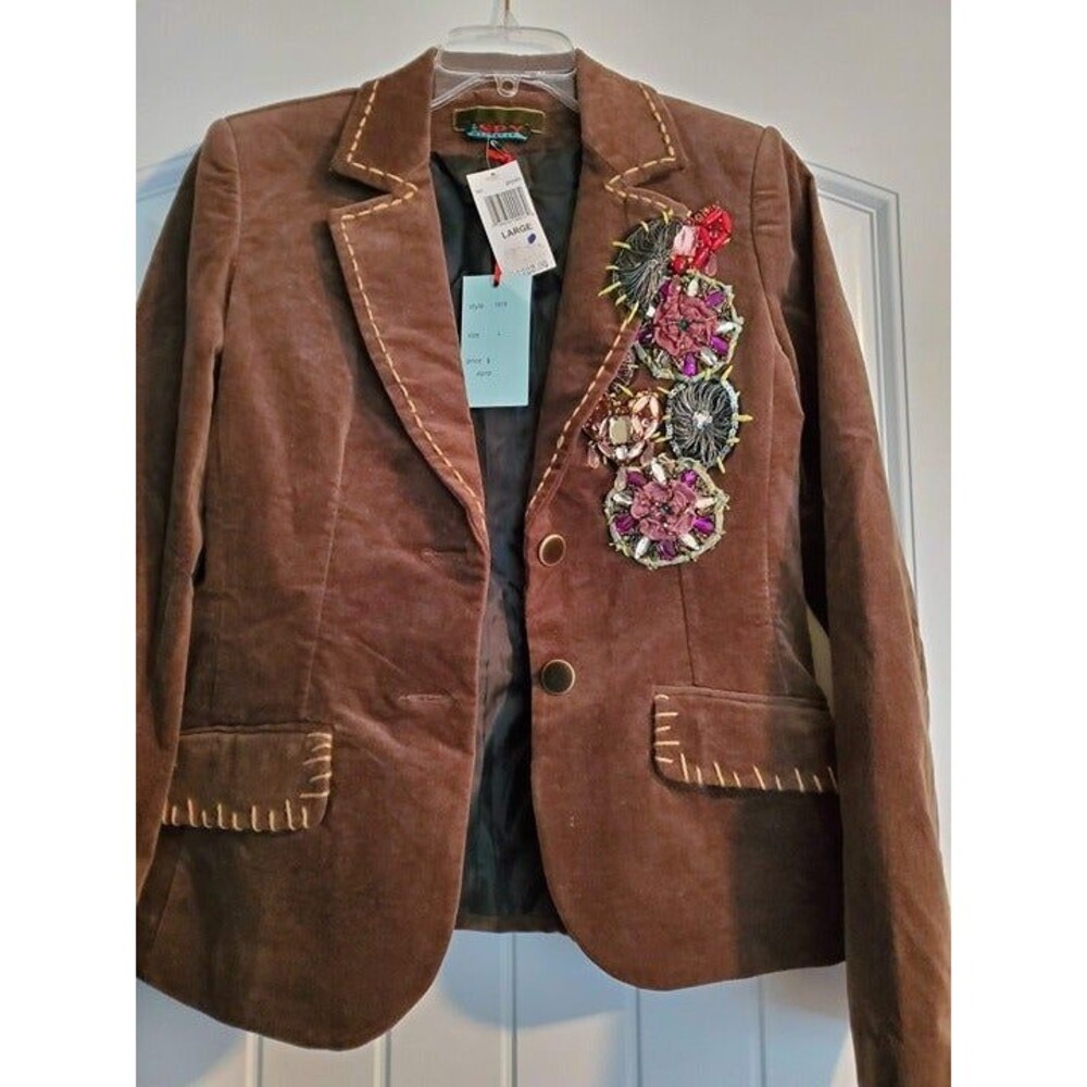 Spy Exchange Brown Embellished Blazer Large New with Tags (LF)